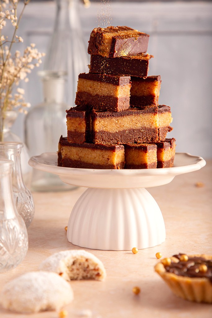 Bajadera-no bake dessert made from ground biscuits, walnuts, and melted butter. 